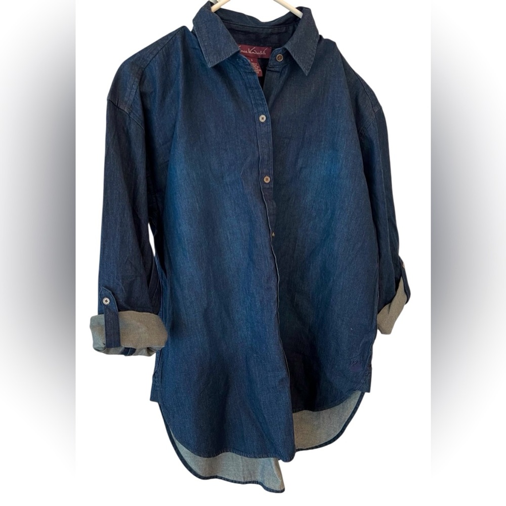 Gloria Vanderbilt Dark Blue Denim Shirt